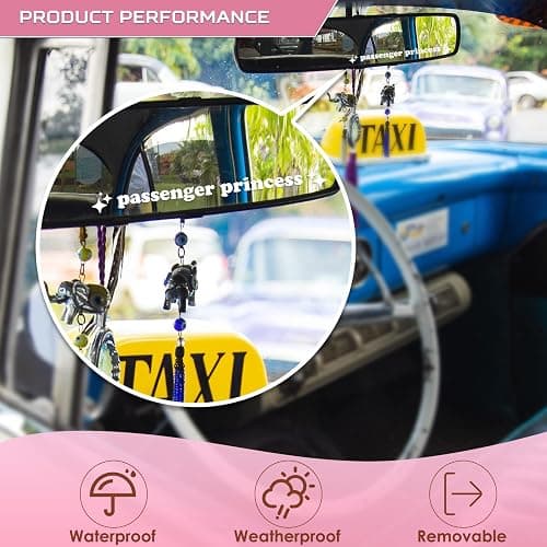Aolamegs Passenger Princess Sticker, 3 Pack Cute Stickers for Window Rearview Mirror, Funny Girl Car Accessories Car Mirror Decal (White) thumbnail 2
