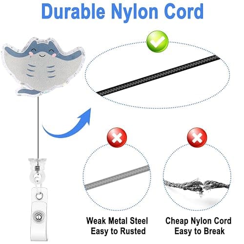 Zkptops 3Pcs Funny Badge Reels for Nurses Hospital Nurse Doctors ID Holder Cute Sea Animal Designs Retractable Cord 360 Clip Durable Acrylic Medical Card Holder Accessories for Nursing Student Gift thumbnail 5