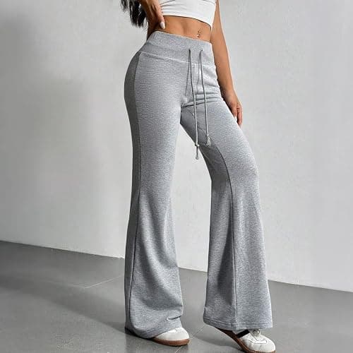 Elneeya Wide Leg Sweatpants Women Baggy Flare Sweatpants Y2k Cute Bell Bottom Pants High Waisted Drawstring Sweat Pants thumbnail 3