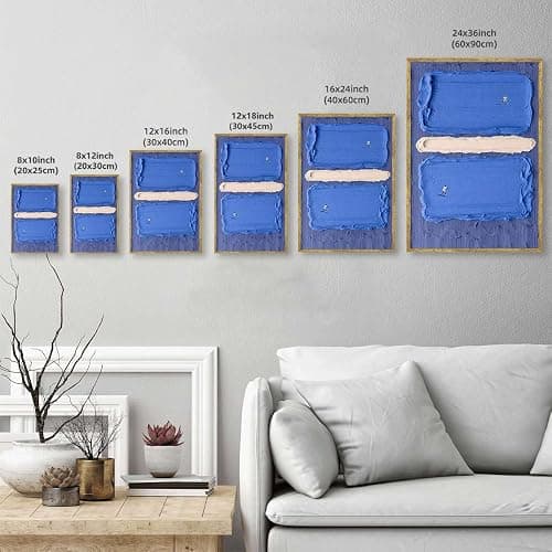 Framed Canvas Wall Art Blue Tennis Court Abstract Oil Painting Poster Art Print Modern Aesthetic Paintings Pictures Prints Trendy Wall Decor for Living Room Bedroom Office Apartment (Framed,12W X16L) thumbnail 3