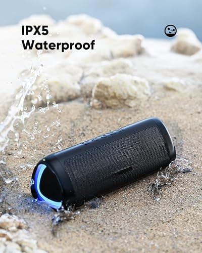 Bluetooth Speaker Stocking Stuffers for Men Women Teens Boys Girls: Portable Wireless, IPX5 Waterproof, White Elephant Gifts for Adults, Up to 20H Playtime, TWS Pair, for Home/Party/Outdoor (Black) thumbnail 8