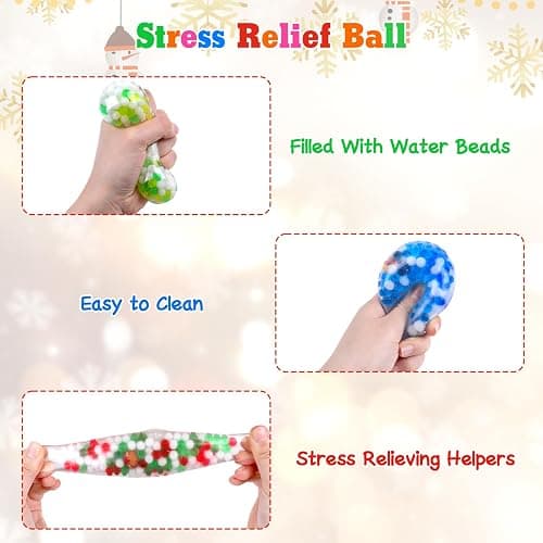 LOKIPA 8 PCS Christmas Stress Ball,Xmas Stress Relief Ball Christmas Water Bead Squeeze Fidget toy for Children Adult Fun Party Gift Filler thumbnail 7