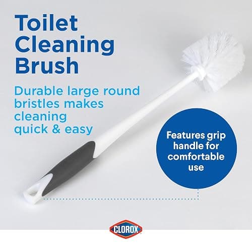 Clorox Toilet Plunger and Bowl Brush Combo Set with Caddy, 6.75" x 7" x 19.5", White/Gray, Pack of 2 - Plunger and Toilet Bowl Brush, Heavy Duty Plunger, Toilet Cleaning Brush, Freestanding Caddy thumbnail 4