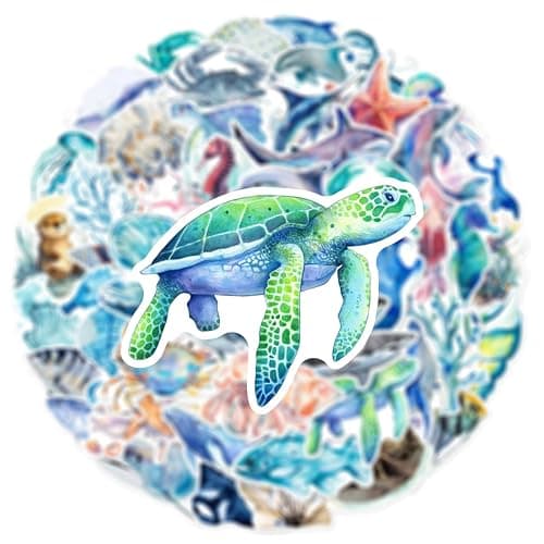50pcs Ocean Animal Stickers for Water Bottles, Waterproof Adhesive Fish Decals Under The Sea Marine Life Stickers Ocean Stickers for Kids for Birthday Party Scrapbook Skateboard Phone Laptop - Ocean Animal thumbnail 4