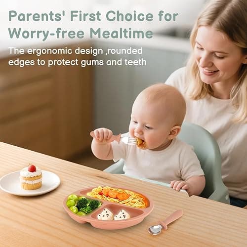 Eascrozn 6 Pack Toddler Utensils, kids Silverware with Silicone Handle, 18/8 Stainless Steel Children Safe Spoons and Forks Set Baby Feeding Essentials, Dishwasher Safe thumbnail 3