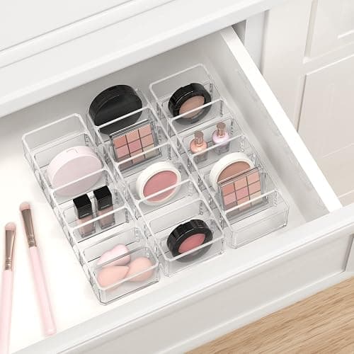 HBlife 2 Pack Clear Acrylic Makeup Compact Organizer, 8 Spaces Vanity Organizer Stand Eyeshadow Pallet Storage for Lipstick Bronzer Powder Highlighter, Skincare Cosmetic Display Cases for Bathroom thumbnail 7
