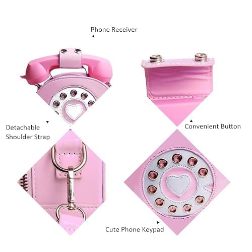 Oweisong Fun Telephone Purse for Women Novelty Pink Phone Tote Handbags Top Handle Shoulder Crossbdoy Bag thumbnail 7