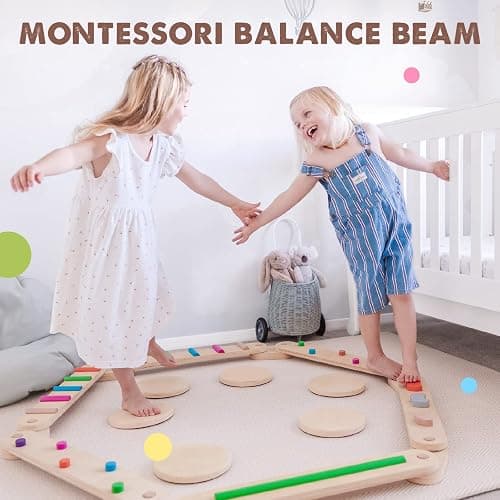 Tiny Land Wooden Balance Beam, 6 PCS Toddler Balance Boards, Montessori Balance Beam for Kids Development, Coordination Motor Skills Gymnastics Obstacle Course Toys for Girls Boys thumbnail 3
