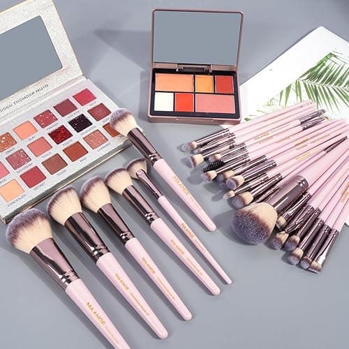 MAANGE Makeup Brush Set, 51 Pcs Makeup Tool Set Premium Synthetic Foundation Powder Concealers Eye shadows Blush Makeup Brushes (Pink) thumbnail 6