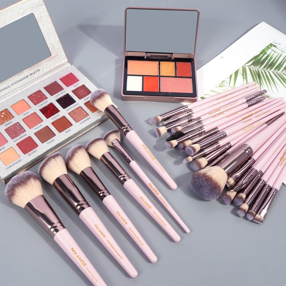 MAANGE Makeup Brush Set, 51 Pcs Makeup Tool Set Premium Synthetic Foundation Powder Makeup Brushes (Pink) thumbnail 5