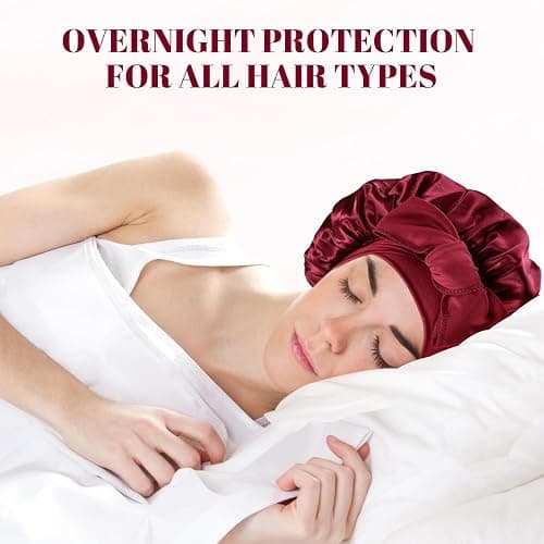 PAEFIU 2 Stück Seidenhaube zum Schlafen, Weiche Satin Haarhaube mit 2 Scrunchies Schlafhaube Bonnet Sleep Cap Schlafmütze für Damen Mädchen thumbnail 7