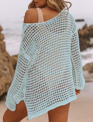 Bsubseach Crochet Cover Ups for Women Sexy Hollow Out Swim Cover Up Knit Summer Outfits thumbnail 4