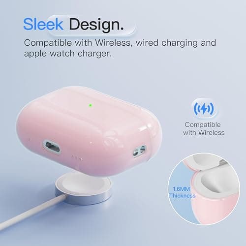 Case for AirPods Pro 3 Never-Sretch-Out DamonLight Shock-Proof Protective Semi Hard Silicone Case Compatible with Apple Airpods Pro 3rd Generation (Pink) thumbnail 5