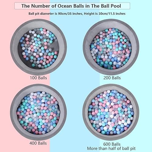 MoonxHome Ball Pit Balls for Toddlers, BPA Free Crush Proof Plastic Toy Balls for Ball Pit, Children's Pool Water Toys, Macaron Ocean Balls for Play Tent 2.15 Inch Pack of 100… - M-green&blue - 200 thumbnail 4