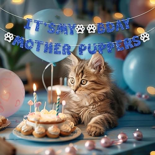 BEISHIDA blue It's My Bday Mother Puppers Banner - Cat/Dog Birthday Decorations, Party Supplies, Paw Party Bunting Sign, Puppy Dog Pennant Decor thumbnail 2
