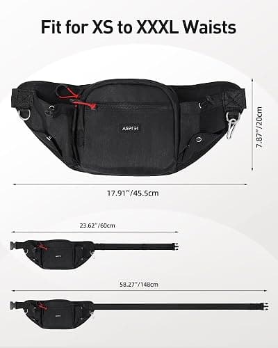 AGPTEK Dog Walking Fanny Pack, Large Capacity Dog Training Treat Pouch, Waist Bag with Removable Snack Pouch, Water Holder, Poop Bag Dispenser, Waterproof Zipper, Adjustable Strap, Black thumbnail 2
