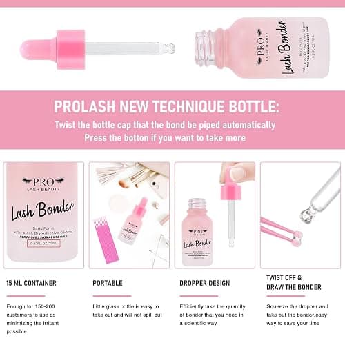 PRO Lash Bonder for Eyelash Extensions Super Bonder Glue Accelerator with 10Pcs Cotton Swab Lash Extension Sealant Longer Retention Waterproof Oil-Proof Special Dropper Design for Dose Control 15ml thumbnail 7