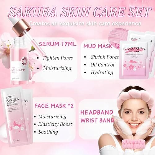 Sakura Skin Care Set for Women Birthday Gifts for Teen Girls - Skin Care for Kids - Skincare for Girls 10-12 - Kids Skin Care Set for girls Ages 8-12,Teen girl Christmas Gifts Skincare Set thumbnail 2