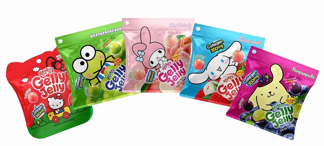 Gelly Jelly Fruit Gummy Snack – Chewy Jelly with Juicy Center – 5 Fruity Flavors (Shine Muscat, Grape, Strawberry, Peach, Lychee) – Individually Wrapped – Fun Treat for Kids & Adults (5-Flavor Pack, 1.41 oz x 5 Packs) (5-Flavor Variety Pack) thumbnail 4