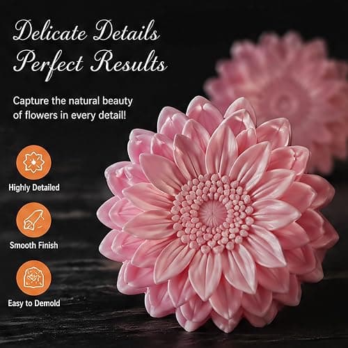 Flower Silicone Moulds 9Pack Reusable Floral Molds, Silicone Moulds for Plaster of Paris, Wax Melt Moulds, DIY Candle Making Cake Decorating Soap Baking Multi-Purpose Handmade Craft Molds thumbnail 5