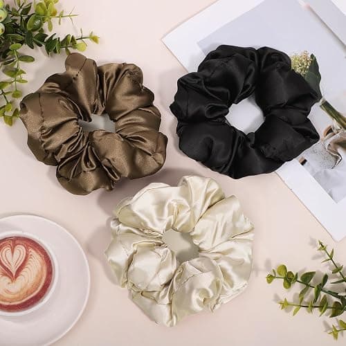 3Pcs Large Satin Hair Scrunchies, 6Inch Pillow Satin Scrunchies for Thick Curls Sleepy Hair Tie Stocking Stuffers for Teen Girls thumbnail 7