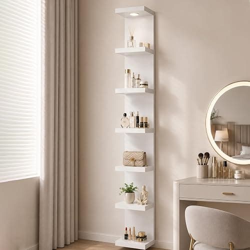 LitaEther Versatile 7 Tier Wall Shelf Unit,White Lack Wall Shelf,Display Floating Shelf with LED Remote Control Light thumbnail 2