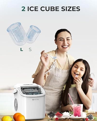 ecozy Portable Countertop Ice Maker - 9 Ice Cubes in 6 Minutes, 26 lbs Daily Output, Self-Cleaning with Ice Bags, Scoop, and Basket for Kitchen, Office, Bar, Party - White thumbnail 4