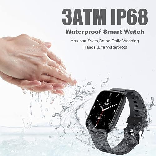 Smart Watch for Men Women Compatible with iPhone Samsung Android Phone 1.83 inch Full Touch Screen IP68 Waterproof Bluetooh Fitness Tracker Heart Rate/Sleep Monitor, Black thumbnail 6