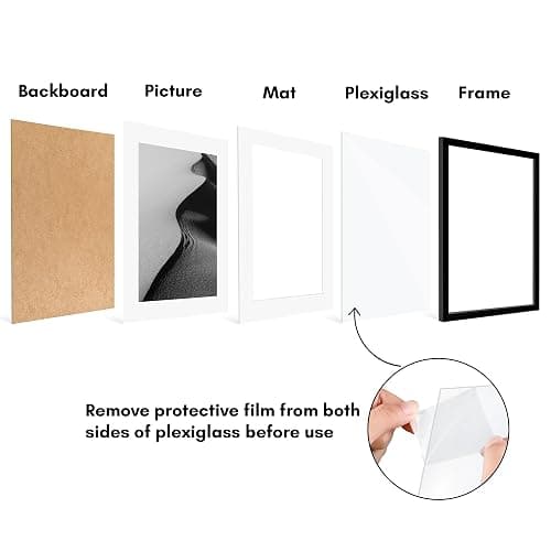 Americanflat 17x23 Picture Frame with Polished Plexiglass - Set of 5 - Use as 13x19 Frame with Mat or Display 17x23 Photo Without Mat - Galleria Collection - Picture Frames for Wall Display - Black thumbnail 7