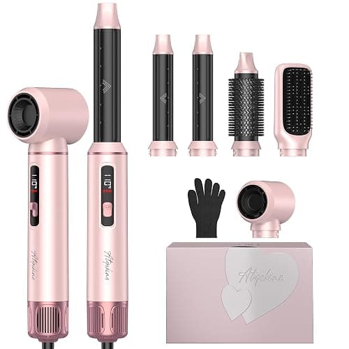 Atopskins 5-in-1 Blow Dryer Brush & Auto-Wrap Air Styler Set | Hot Air Styler with Auto-Wrap Curlers, Volumizing Round Brush & Hair Dryer Brush for Wet to Dry Styling - Image 1