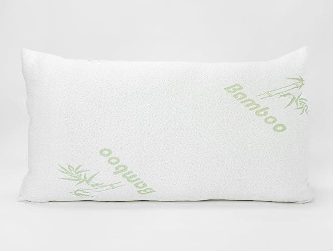Bamboo Sleeping Bed Standard Size Pillow 2 Pack Made in Canada for Side, Back & Stomach Sleepers | Premium Hotel Quality Cover Cooling Poly Microgel Filling Supportive Pillow - 20"X26" thumbnail 7