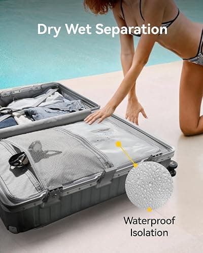 Carry On Luggage with Spinner Wheels, 8010S Aluminum Frame Zipperless Polycarbonate Hard Shell Suitcase (ZX-Core, Silver, 20 Inch) thumbnail 8