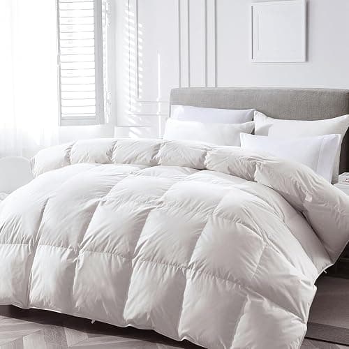 APSMILE Lightweight Down Feather Fibers Comforter Full/Queen Size, Fluffy Duvet Insert for Warm Weather/Hot Sleepers -Ultra Soft 100% Organic Cotton Cover, High FP Summer Duvet (White, 90x90) thumbnail 2