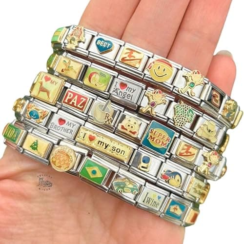 Present Realm Italian Charm Bracelet - Mystery Assorted Vintage with 18 Unique Italian Charms, Silver Assembled Set of 1 Full Bracelet thumbnail 7