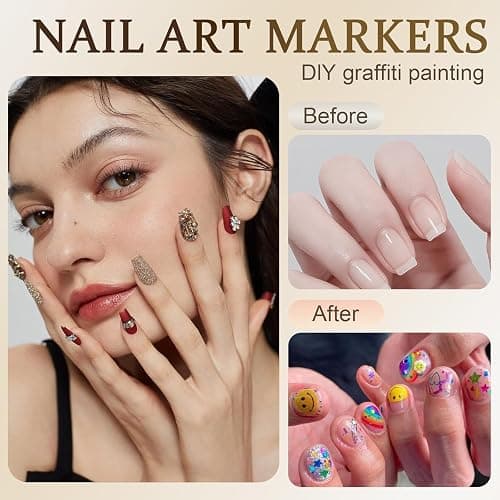 12 Colors Nail Art Pens Set, Nail Art Markers Polish Pen for 3D Nail Art, Drawing Painting Liner Brush for DIY Nail Art Beauty Adorn Manicure Tools (12 colors) thumbnail 4