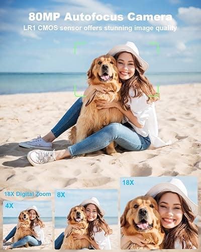 5K Digital Camera for Photography, 80MP 3.5"+2" Dual Screen for Self-Framing 18X Zoom Autofocus Vlogging Camera for YouTube/Content Creators/Travel, Includes 64GB Card + 2 Batteries & Flash, LIYTIFOR thumbnail 3