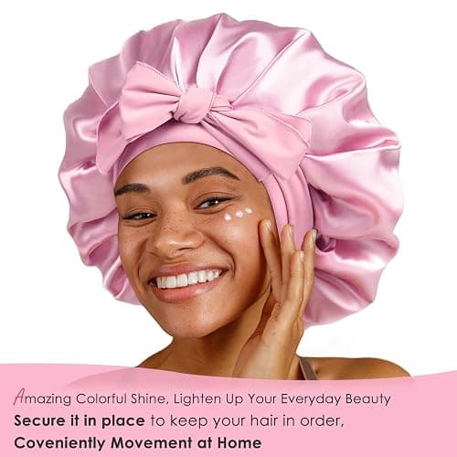 YANIBEST Silk Bonnet for Sleeping Women Adjustable Double Layer Satin Bonnet Reduce Friction Prevent Frizz Natural Curly Hair thumbnail 4