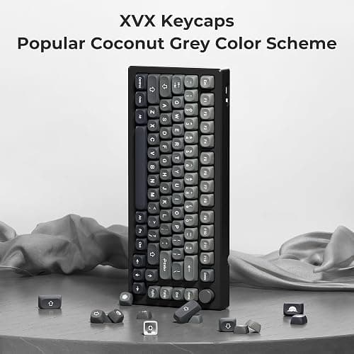 XVX PBT Keycaps-MOA Keycap, Custom Keyboard Keycaps 60 65 75 100 Percent, 5 Side Dye Sublimation, 132 Keys Keycap Set for Cherry Gateron MX Switches Keyboards, Gradient Gray thumbnail 2