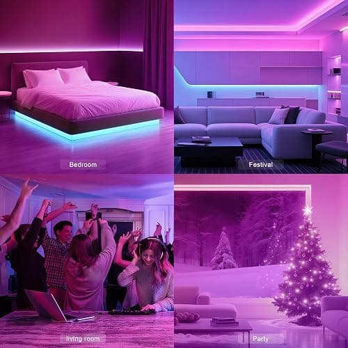 Easeking LED Lights strip for Bedroom, 50ft LED Strip Lights Indoor with Bluetooth and IR Remote,450 LEDs Smart Music Sync RGB LED Light strips,Led Lights for Bedroom Party Home Decor(2 Rolls of 25ft) thumbnail 4