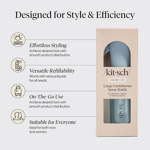 Kitsch Large Continuous Spray Bottle for Hair – Haze Blue, 180ml | Fine Mister Spray Bottle & Water Spray Bottle – Recycled Hair Spray Bottle – Spray Bottles for Cleaning, Styling, & More thumbnail 4