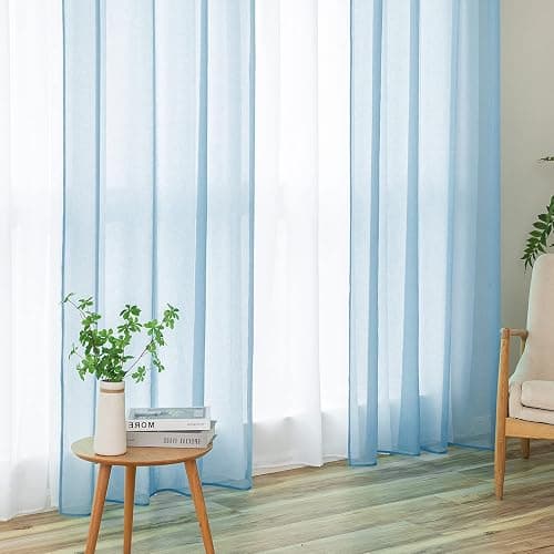 MIULEE 2 Panels Sheer Window Curtains Elegant Window Voile Panels/Drapes/Treatment for Bedroom Living Room 55" Wx96 L Grommet Top Dusty Blue thumbnail 6