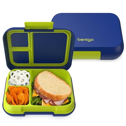 Bentgo Pop - Leak-Proof Lunch Box & Removable Divider for Ages 8+ & Teens - Lunch Container Holds 5 Cups of Food; 3-4 Compartments; Microwave/Dishwasher Safe; 2 Year Warranty (Navy Blue/Chartreuse) - Image 1