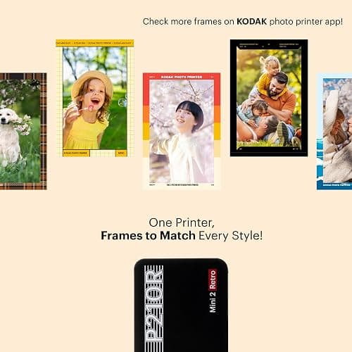 Kodak Mini 2 Retro 4PASS Portable Photo Printer, 2.1x3.4 inches, 38 Sheets Bundle, White thumbnail 9
