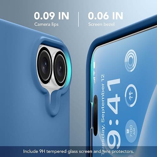 GONEZ Magnetic for iPhone 16 Case, Compatible with MagSafe, [Screen Protector + Camera Lens Protector], Liquid Silicone Shockproof Protective Phone Case for iPhone 16 6.1", Lake Blue thumbnail 8
