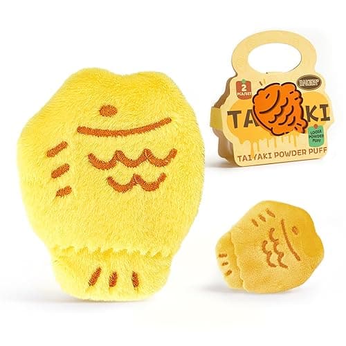 BAIGISH Powder Puff Soft, Reusable Powder Puff For Applying Loose Or Pressed Powders, Taiyaki Makeup Puff Velour Beauty Sponge, Blender Makeup Tool (Light Yellow) - Light Yellow