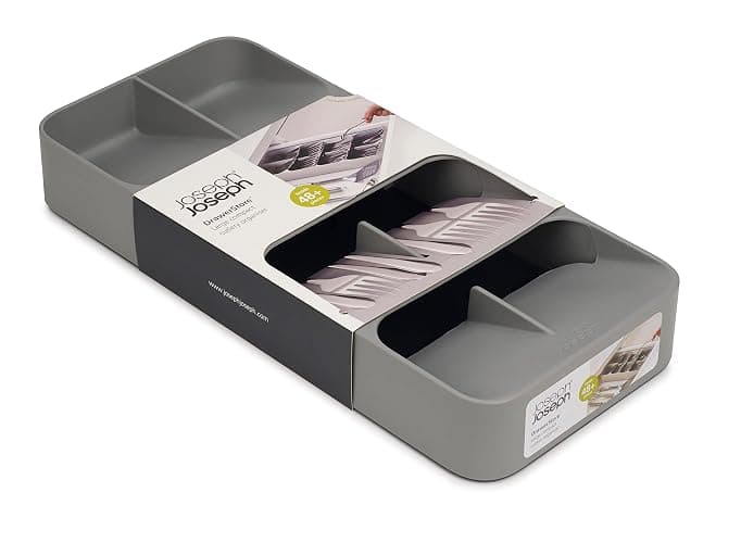 Joseph Joseph DrawerStore Compact Utensil Organizer For Kitchen Drawer Silverware, Flatware Tray, Grey thumbnail 5