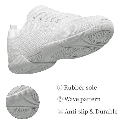 BAXINIER Girls White Cheerleading Shoes Breathable Youth Cheer Competition Sneakers Athletic Training Dance Tennis Walking Shoes thumbnail 4