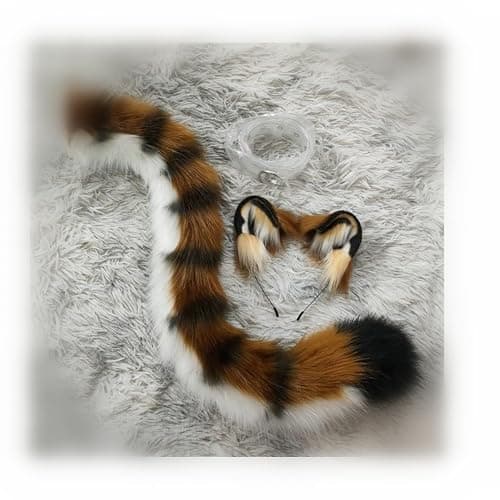 Tiger Ear and Tail Set for Anime Cosplay,Kemonomimi Ear and Tail Costume Accessories for Halloween Cosplay Party Costume Accessories,only Adult use - Image 1