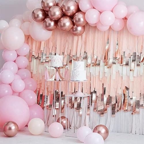 PartyWoo Rose Gold Crepe Paper 6pcs 492 FT Baby Metallic Pink Streamers | Birthday Bridal Shower Engagement New Year Eve Graduation Wedding Baby Shower Anniversary Party Decorations thumbnail 4