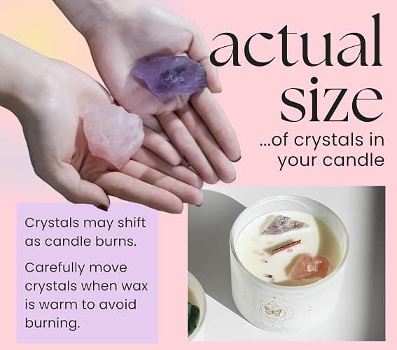 Aquarius, Gemini, Libra Gifts for Women - 12oz Wood Wick Candles That Crackle with Crystals and Healing Stones. Healing Crystal Candles for Women Home Scented. Soy Wax, for Zodiac Birthdate thumbnail 3